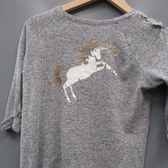 Cat & Jack Girl's Sweater Size M (7/8) Gray Rayon Blend Crew Neck Sweater Top - Picture 5 of 9